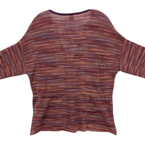 M MISSONI Knit Top Striped Pullover Drawstring Cotton Blend Made in ITALY Size 2 - Picture 3 of 7